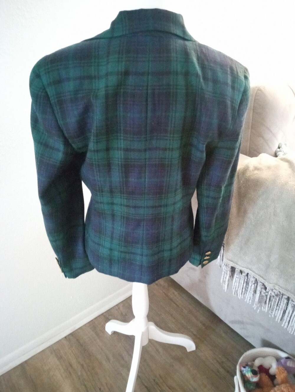 RAFAELLA 100% Wool Black Watch Tartan Plaid Vintage Blazer - Jacket | 6 - Picture 8 of 9
